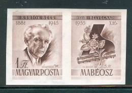 HUNGARY-1955.AIR Imperforated  - Composer Béla Bartók MNH! Mi 1452B Zf - Unused Stamps