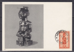 Arts - Statues - Congo Belge - Carte Postale Avec Oblitération Léopoldville - Carte Maximum ? - Expédié Vers La France - Briefe U. Dokumente