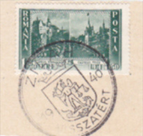 SIGMARINGEN AND PELES CASTLES STAMP, ZALAU VISZATERT SPECIAL POSTMARK ON FRAGMENT, 1940, ROMANIA - Cartas & Documentos