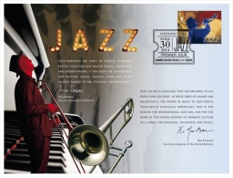 ONU Genève 2014 - Carte Souvenir Jazz - FDC