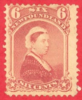 Newfoundland # 35 - 6 Cents -  Mint N/H - Dated 1868-1894 - Queen Victoria /  Reine Victoria - 1865-1902