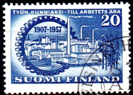 FINLAND 1957 50th Anniv Of Central Federation Of Finnish Employers - 20m Factories Within Cogwheel   FU - Used Stamps
