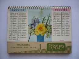 CALENDRIER  DE BUREAU - Publicité RONEO - Fleurs - 1959 - Formato Piccolo : 1941-60
