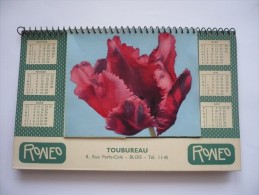 CALENDRIER  DE BUREAU - Publicité RONEO - Fleurs - 1957 - Petit Format : 1941-60