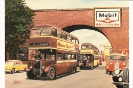 Spon End  -  Busses Under Bridge  -  Art Postcard By Transport Artist G.S.Cooper - Coventry