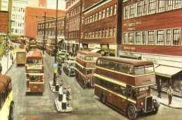 Coventry Street Scene - Early 50s - Guy And Daimler Wartime Utility Bus  -  Art Postcard By Transport Artist G.S.Cooper - Coventry