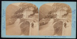 SUPERBE VUE STEREOSCOPIQUE ANIMEE * ( 64 Pyrénées Atl. ) EAUX CHAUDES - HOTEL DE FRANCE * - Stereoscopic