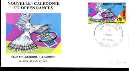 FDC Nouvelle Calédonie : Club Philatélique Le Cagou  - Nouméa 15 Juin 1985 - FDC