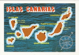 Cp, Carte Géographique, Islas Canarias - Carte Geografiche