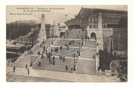 Cp, 13, Marseille, Escalier Monumental De La Gare St-Charles - Estación, Belle De Mai, Plombières