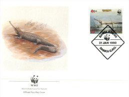 (551) WWF First Day Cover - Set Of 4 Covers - Crocodile - Bangladesh - FDC