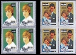 NIUE 1983 Diana 10c/95 $2.60/1.20 OVPT.4-BLOCKS:2    [Aufdruck,surimprimé,sobr Eimpreso,soprastampat - Niue