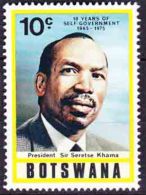 Botswana - 1975 - 10th Anniv. Of Self-government. Pres. Sir Seretse Khama - 10c - Botswana (1966-...)