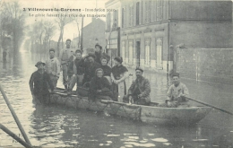 VILLENEUVE LA GARENNE INONDATION 1910 LE GENIE FAISANT LE SERVICE DES TRANSPORTS - Villeneuve La Garenne