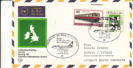 Frankfurt Manchester Dublin - 1972 Lufthansa - Erstflug 1er Vol Inaugural Flight - Airmail