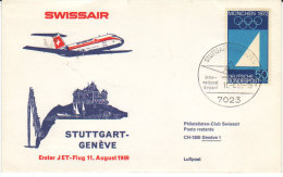 Stuttgart Genève 1969 Swissair - Erstflug 1er Vol Inaugural Flight - First Flight Covers
