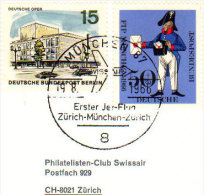 Munich Zurich 1966 Swissair - Erstflug 1er Vol Inaugural Flight - Erst- U. Sonderflugbriefe