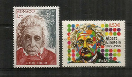 Hommage à Albert Einstein.Prix Nobel Physique 1921.  2 T-p Neufs ** Monaco.France - Albert Einstein