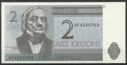 Estland Estonia Estonie 2 Krooni 1992 Banknote Karl Ernst Von Baer Universität Dorpat Tartu AUNC - Estonie