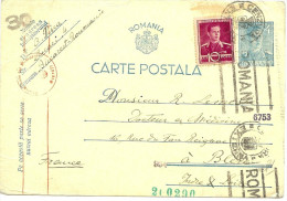 LBL25 - ROUMANIE EP CP VOYAGE BUCAREST / BLERE NOVEMBRE 1941 CENSURES - Entiers Postaux