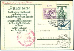 Olympic Flight On Stationery Special Flight Cancel In The RARE Color RED Not Violet With Olympic Stamps - Estate 1936: Berlino