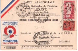 Carte Aeropostale Meeting De Vincennes 1931 - Reuniones