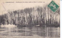 PORCHEVILLE Catastrophe, Renflouement D'un Bâteau Coulé Février 1907, Cachet Ambulant - Porcheville