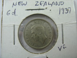 NEW  ZEALAND 6 PENCE 6 PENCE SIXPENCE 1937  SILVER 500     LOT 24 NUM 4 - Nuova Zelanda