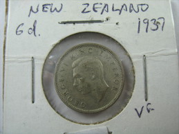 NEW  ZEALAND 6 PENCE 6 PENCE SIXPENCE 1937  SILVER 500     LOT 24 NUM 4 - New Zealand