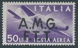 1947 TRIESTE A POSTA AEREA DEMOCRATICA 50 LIRE MH * - ED237-3 - Airmail