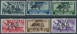 1947 TRIESTE A POSTA AEREA DEMOCRATICA 6 VALORI MH * - ED237 - Airmail