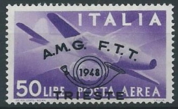 1948 TRIESTE A CONVEGNO FILATELICO AEREA 50 VARIETà SOPRASTAMPA MNH ** - ED271 - Poste Aérienne