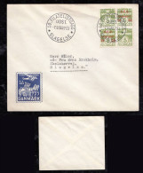 Dänemark Denmark 1938 FDC Cover Block Of 4 Overprint - Covers & Documents