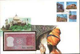 Tajmahal / Taj Mahal, Mosque, Religion, Islam, Sikh, Sikkhism, Special Cover With Banknote, India - Mosques & Synagogues