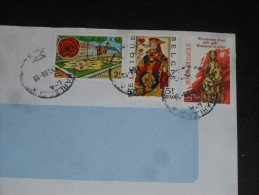 LETTRE BELGIQUE AVEC YT 1502 1691 1990 - FLORE BEGONIA JARDIN LOCHRISTI - CARTE DAME DE COEUR - STATUE VIERGE LIEGE - - Covers & Documents