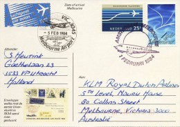 Geïllustreerde Briefkaart KLM Herdenkingsvlucht DC-2 "Uiver" Londen-Melbourne (1 Februari 1984) - Storia Postale