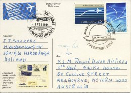 Geïllustreerde Briefkaart KLM Herdenkingsvlucht DC-2 "Uiver" Londen-Melbourne (1 Februari 1984) - Lettres & Documents