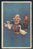 ENFANTS - Jolie Carte Fantaisie Enfants Hollandais Avec Oies Signée COLOMBO - Colombo, E.