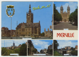 {45372} 59 Nord Merville , Multivues ; Hôtel De Ville , Eglise , Ecluse , Ancienne Lys , Rue Général De Gaulle - Merville