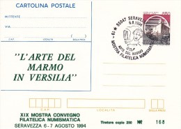 ITALIE - 6.8.1994 - "L'ARTE DEL MARMO IN VESILIA - SERAVEZZA - Cartolina Postale (carte) Neuf - Philatelic Cards