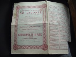 Action "La Livonie " (Filature Et Tissage Textile ) Gand Gent 1923. - Textil