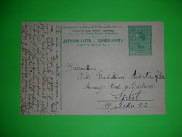 Yugoslavia,SHS Kingdom,Royaume Des Serbes,Croates Et Slovenes,stamped Stationery 50 Para Green Alexander,postcard - Covers & Documents