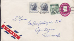 United States AIRMAIL Label Uprated Postal Stationery Ganzsache Entier SARATOGA 1963 Cover Brief To Denmark - 1961-80