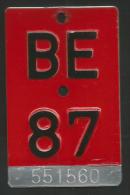 Velonummer Bern BE 87 - Plaques D'immatriculation