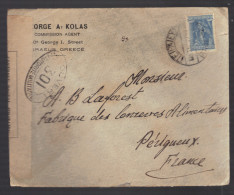 GRECE 1914/1918 Usages Courants Obl. S/enveloppe Censure Militaire Française - Storia Postale