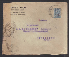 GRECE 1914/1918 Usages Courants Obl. S/enveloppe Censure Militaire Française - Covers & Documents