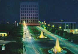 ROMA EUR - E.u.r. - Viale Della Civiltà Del Lavoro In Notturno - Fontana Luminosa - 1962 - Bares, Hoteles Y Restaurantes