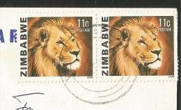 ZIMBABWE Victoria Falls Eastern Cataract In Flood Stamps Lion - Simbabwe