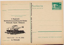 DDR P84-3-82 C3 Postkarte Zudruck MÄHDRESCHER Pritzwalk 1982 - Privatpostkarten - Ungebraucht