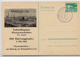 DDR P84-11-83 C22 Postkarte Zudruck MAUERWERKSBAU BAD LANGENSALZA  Stpl. 1983 - Private Postcards - Used